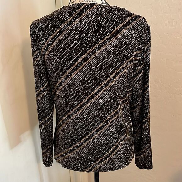 Xscape Embellished Bling Black Gold Evening Formal One Button Cardigan Mobwife - Picture 3 of 8